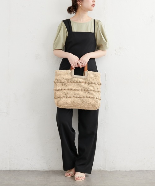 natural couture(ナチュラルクチュール)の「タックスリーブTシャツ(Tシャツ/カットソー・レディース・ミント/カーキ/オフホワイト/ブラック/ピンク・FREE)」の19枚目の写真