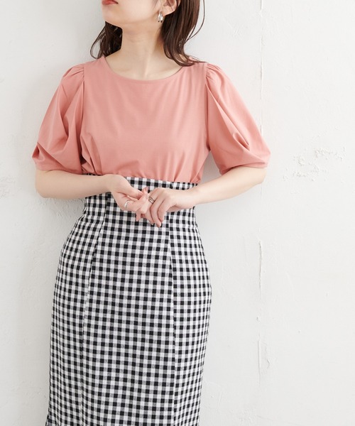 natural couture(ナチュラルクチュール)の「タックスリーブTシャツ(Tシャツ/カットソー・レディース・ミント/カーキ/オフホワイト/ブラック/ピンク・FREE)」の21枚目の写真