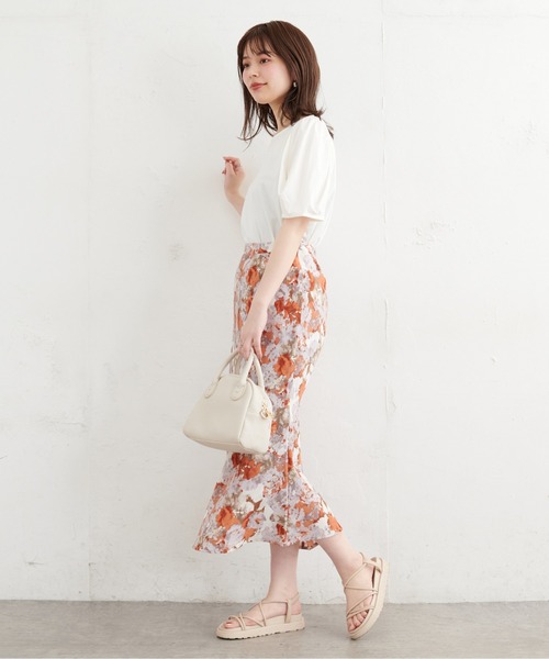 natural couture(ナチュラルクチュール)の「タックスリーブTシャツ(Tシャツ/カットソー・レディース・ミント/カーキ/オフホワイト/ブラック/ピンク・FREE)」の7枚目の写真