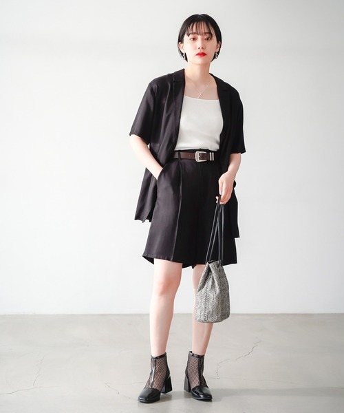 PAGEBOY(ページボーイ)の「クリアリネンショートスリーブジャケット (セットアップ対応)(セットアップ・レディース・ブラック/ブラウン系その他/グレイッシュベージュ・FREE)」の20枚目の写真