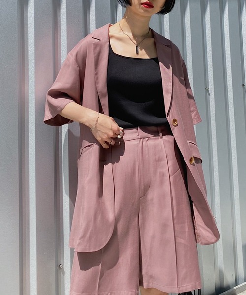 PAGEBOY(ページボーイ)の「クリアリネンショートスリーブジャケット (セットアップ対応)(セットアップ・レディース・ブラック/ブラウン系その他/グレイッシュベージュ・FREE)」の10枚目の写真