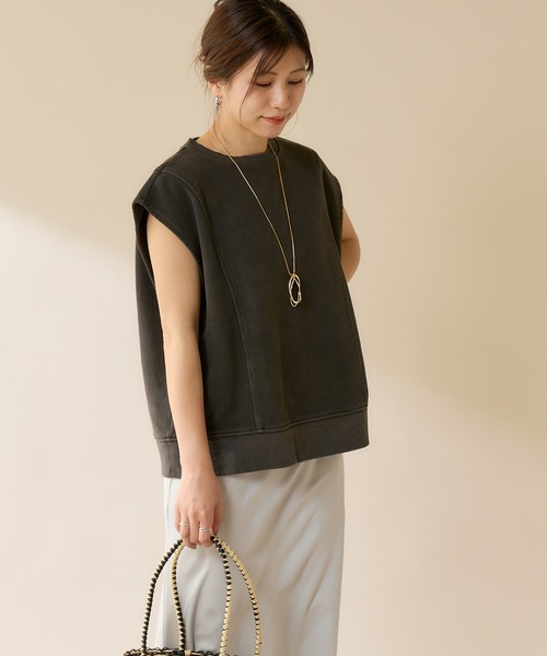 SHENERY(シーナリー)の「ピグメント加工裏毛ベスト(ベスト・レディース・ブラック/オレンジ・FREE)」の6枚目の写真