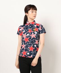 LOUDMOUTH/ラウドマウス ゴルフウェア ブランド ロゴ刺繍 総柄 吸汗速乾 UVカット 半袖 ポロシャツ