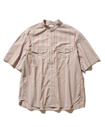 【UNISEX】ブロードストライプ バンドカラーシャツ
