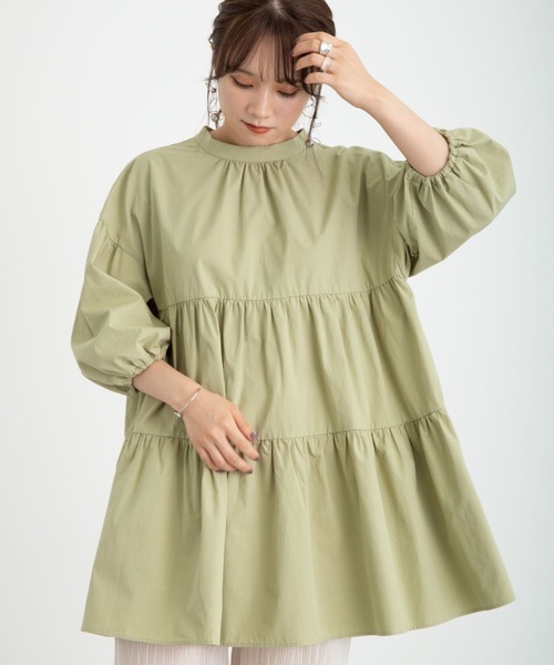 earth music&ecology（アースミュージックアンドエコロジー）の「【WEB限定】ティアードギャザーチュニック ＊（チュニック・レディース・ブラック/オフホワイト/ライトグリーン/その他8・FREE）」の4枚目の写真