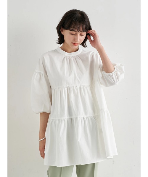 earth music&ecology（アースミュージックアンドエコロジー）の「【WEB限定】ティアードギャザーチュニック ＊（チュニック・レディース・ブラック/オフホワイト/ライトグリーン/その他8・FREE）」の6枚目の写真