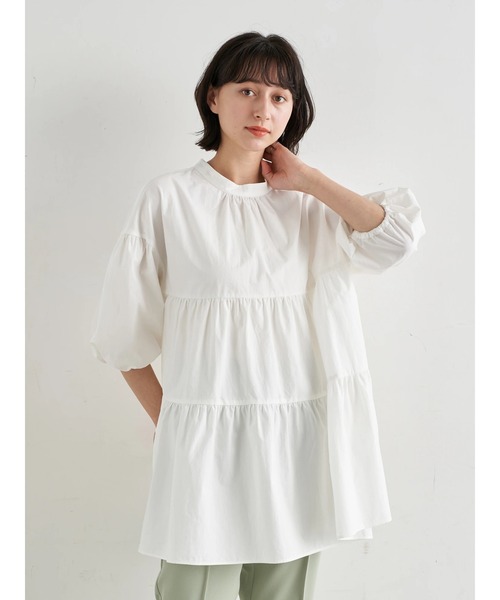 earth music&ecology（アースミュージックアンドエコロジー）の「【WEB限定】ティアードギャザーチュニック ＊（チュニック・レディース・ブラック/オフホワイト/ライトグリーン/その他8・FREE）」の7枚目の写真