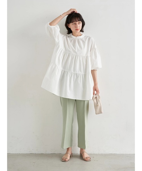 earth music&ecology（アースミュージックアンドエコロジー）の「【WEB限定】ティアードギャザーチュニック ＊（チュニック・レディース・ブラック/オフホワイト/ライトグリーン/その他8・FREE）」の14枚目の写真