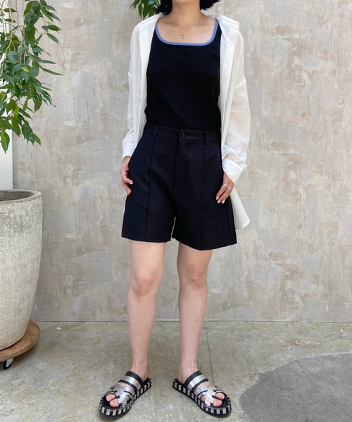 Lull（ルル）の「【Lull / ルル】バイカラー2wayリブタンク（タンクトップ・レディース・ブラック/ベージュ/ミント・ONESIZE）」の6枚目の写真