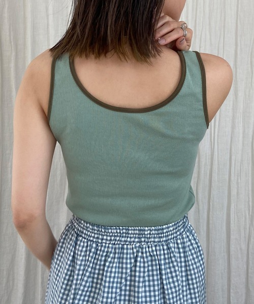 Lull（ルル）の「【Lull / ルル】バイカラー2wayリブタンク（タンクトップ・レディース・ブラック/ベージュ/ミント・ONESIZE）」の8枚目の写真