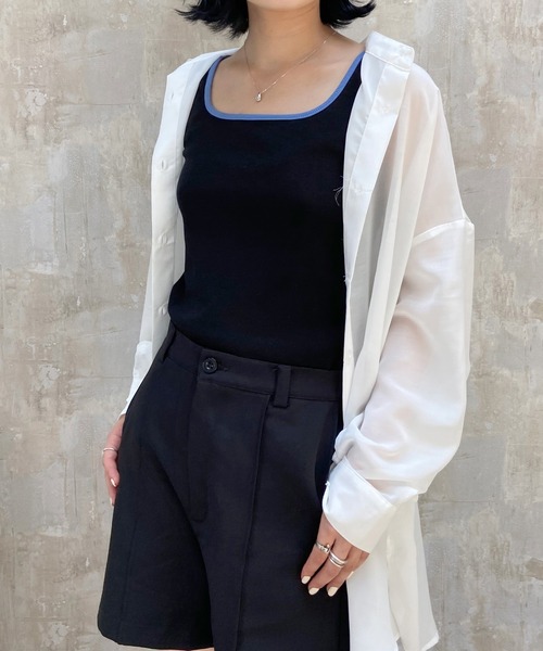 Lull（ルル）の「【Lull / ルル】バイカラー2wayリブタンク（タンクトップ・レディース・ブラック/ベージュ/ミント・ONESIZE）」の11枚目の写真