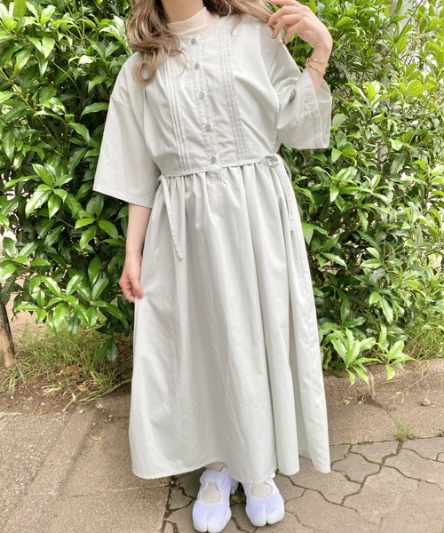 nemne store（ネンネストア）の「しょくぱんを並べるフラップピンタックワンピース（ワンピース・レディース・アイボリー/モカ/ミント・フリー）」の3枚目の写真