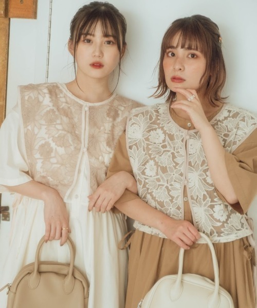 nemne store（ネンネストア）の「しょくぱんを並べるフラップピンタックワンピース（ワンピース・レディース・アイボリー/モカ/ミント・フリー）」の7枚目の写真