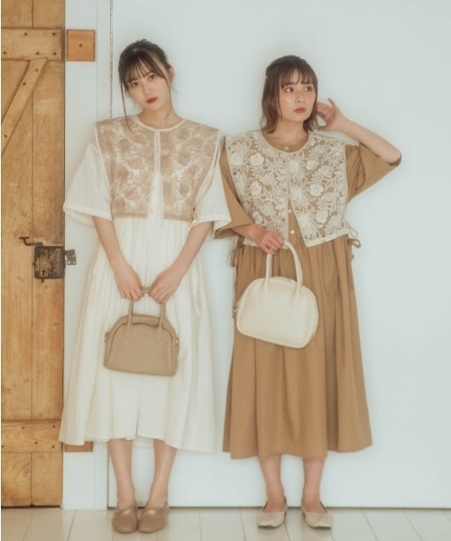 nemne store（ネンネストア）の「しょくぱんを並べるフラップピンタックワンピース（ワンピース・レディース・アイボリー/モカ/ミント・フリー）」の9枚目の写真