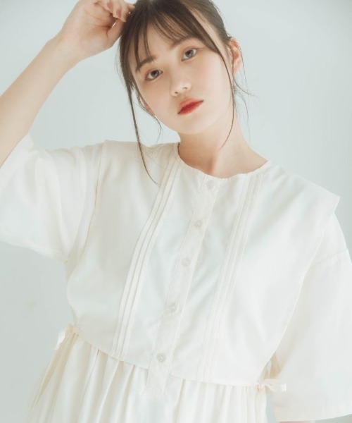 nemne store（ネンネストア）の「しょくぱんを並べるフラップピンタックワンピース（ワンピース・レディース・アイボリー/モカ/ミント・フリー）」の11枚目の写真