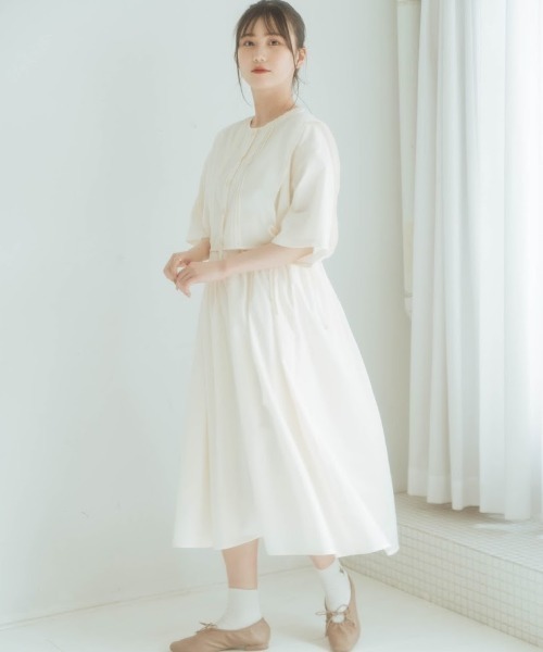 nemne store（ネンネストア）の「しょくぱんを並べるフラップピンタックワンピース（ワンピース・レディース・アイボリー/モカ/ミント・フリー）」の14枚目の写真