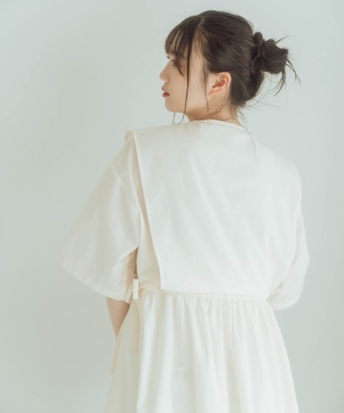 nemne store（ネンネストア）の「しょくぱんを並べるフラップピンタックワンピース（ワンピース・レディース・アイボリー/モカ/ミント・フリー）」の19枚目の写真