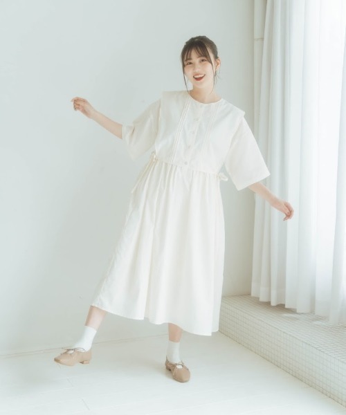 nemne store（ネンネストア）の「しょくぱんを並べるフラップピンタックワンピース（ワンピース・レディース・アイボリー/モカ/ミント・フリー）」の15枚目の写真