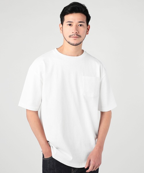 LIL VENDARS(リルヴェンダース)の「USAコットンポケット付きベビーウエイトワイド半袖カットソー(Tシャツ/カットソー・メンズ・ホワイト/ブラック/グレー/カーキ/サックスブルー/オレンジ/ミント/クリーム/ダークパープル/ラベンダー/スモークピンク/ダークベージュ・M/L)」の2枚目の写真