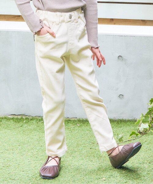apres les cours（アプレレクール）の「カラフルツイル/7days Style pants　10分丈（その他パンツ・キッズ・ブラウン/ピンク/カーキ/ブラック/アイボリー/ブルー・110/120/80/90/130/140/100）」の2枚目の写真