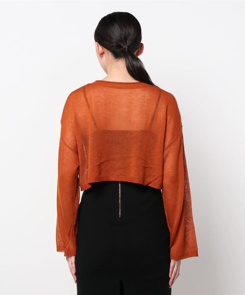 WEGO（ウィゴー）の「WEGO/シアーショートニット（ニット/セーター・レディース・オフホワイト/サックスブルー/オレンジ/ブラック・FREE）」の6枚目の写真