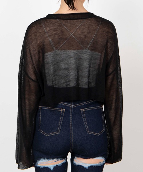 WEGO（ウィゴー）の「WEGO/シアーショートニット（ニット/セーター・レディース・オフホワイト/サックスブルー/オレンジ/ブラック・FREE）」の11枚目の写真