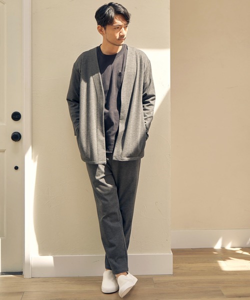 IKKA LOUNGE（イッカラウンジ）の「カットプリントボタンレスカーディガン（カーディガン/ボレロ・メンズ・ネイビー/グレー・S/M/L/XL）」の4枚目の写真