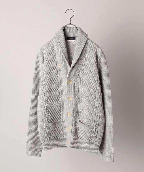 SHIPS(シップス)の「SHIPS:〈手洗い可能〉ミドルゲージ ランダムアラン ショールカラー カーディガン(カーディガン/ボレロ・メンズ・ブラック/グレー/ネイビー/キャメル・SMALL/MEDIUM/LARGE/X-LARGE)」の9枚目の写真