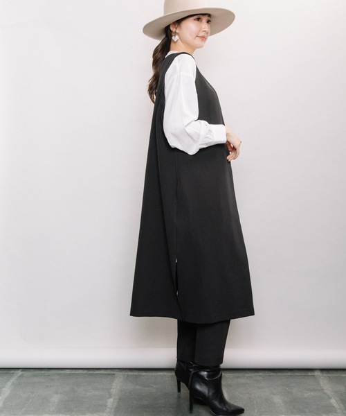 ELVENCE DEUX(エルベンスドゥ)の「ロングジレ(その他アウター・レディース・ブラック/モカ・FREE)」の6枚目の写真