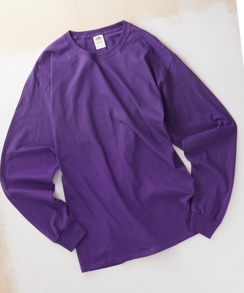 FRUIT OF THE LOOM（フルーツオブザルーム）の「FRUIT OF THE LOOM Crew Neck Cut & Sew Cotton Long Sleeve フルーツオブザルーム ロングスリーブカットソー（Tシャツ/カットソー・メンズ・ホワイト/ヘザーグレー/ブラウン/パープル/チャコールグレー/ネイビー/ブラック・L/M/XL）」の7枚目の写真