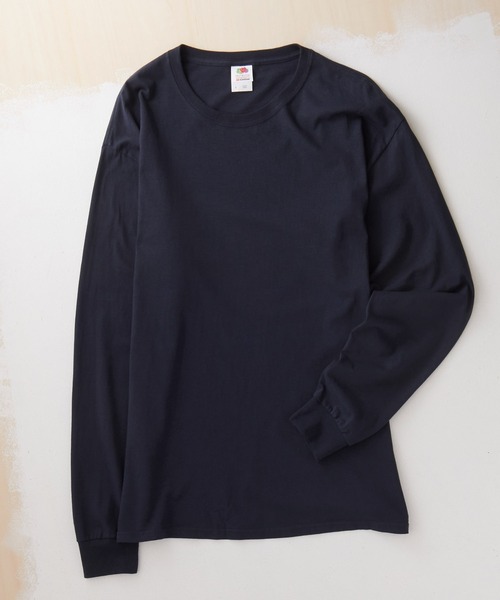 FRUIT OF THE LOOM（フルーツオブザルーム）の「FRUIT OF THE LOOM Crew Neck Cut & Sew Cotton Long Sleeve フルーツオブザルーム ロングスリーブカットソー（Tシャツ/カットソー・メンズ・ホワイト/ヘザーグレー/ブラウン/パープル/チャコールグレー/ネイビー/ブラック・L/M/XL）」の6枚目の写真