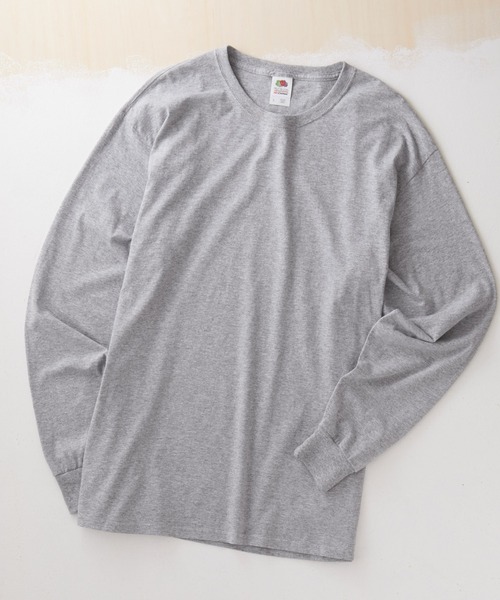 FRUIT OF THE LOOM（フルーツオブザルーム）の「FRUIT OF THE LOOM Crew Neck Cut & Sew Cotton Long Sleeve フルーツオブザルーム ロングスリーブカットソー（Tシャツ/カットソー・メンズ・ホワイト/ヘザーグレー/ブラウン/パープル/チャコールグレー/ネイビー/ブラック・L/M/XL）」の5枚目の写真
