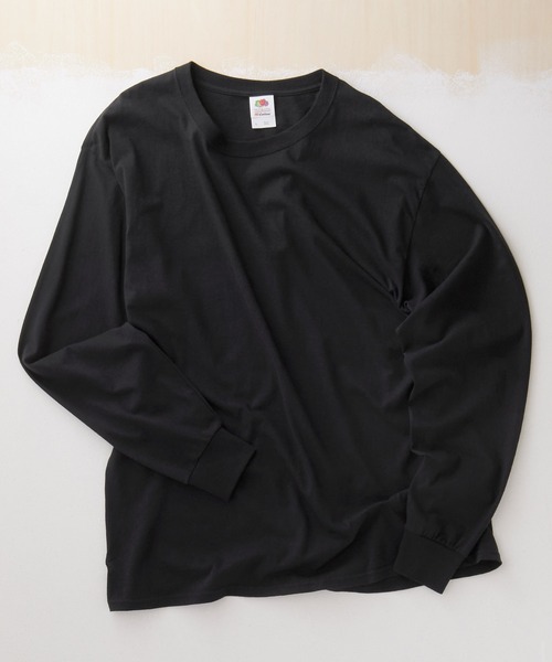 FRUIT OF THE LOOM（フルーツオブザルーム）の「FRUIT OF THE LOOM Crew Neck Cut & Sew Cotton Long Sleeve フルーツオブザルーム ロングスリーブカットソー（Tシャツ/カットソー・メンズ・ホワイト/ヘザーグレー/ブラウン/パープル/チャコールグレー/ネイビー/ブラック・L/M/XL）」の3枚目の写真