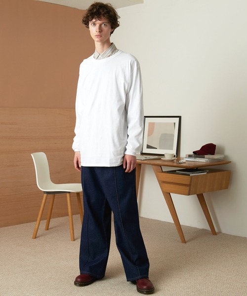 FRUIT OF THE LOOM（フルーツオブザルーム）の「FRUIT OF THE LOOM Crew Neck Cut & Sew Cotton Long Sleeve フルーツオブザルーム ロングスリーブカットソー（Tシャツ/カットソー・メンズ・ホワイト/ヘザーグレー/ブラウン/パープル/チャコールグレー/ネイビー/ブラック・L/M/XL）」の16枚目の写真