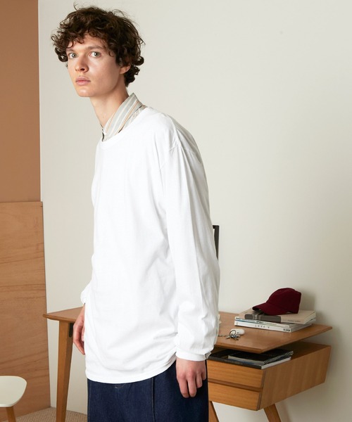 FRUIT OF THE LOOM（フルーツオブザルーム）の「FRUIT OF THE LOOM Crew Neck Cut & Sew Cotton Long Sleeve フルーツオブザルーム ロングスリーブカットソー（Tシャツ/カットソー・メンズ・ホワイト/ヘザーグレー/ブラウン/パープル/チャコールグレー/ネイビー/ブラック・L/M/XL）」の12枚目の写真