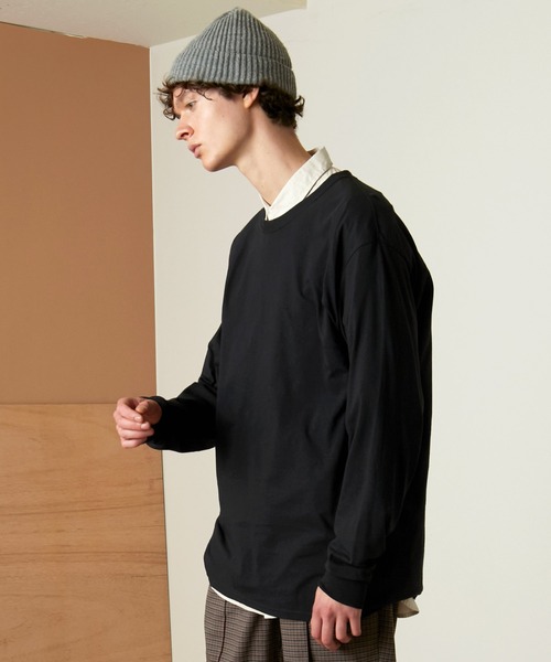 FRUIT OF THE LOOM（フルーツオブザルーム）の「FRUIT OF THE LOOM Crew Neck Cut & Sew Cotton Long Sleeve フルーツオブザルーム ロングスリーブカットソー（Tシャツ/カットソー・メンズ・ホワイト/ヘザーグレー/ブラウン/パープル/チャコールグレー/ネイビー/ブラック・L/M/XL）」の20枚目の写真