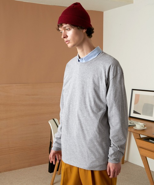 FRUIT OF THE LOOM（フルーツオブザルーム）の「FRUIT OF THE LOOM Crew Neck Cut & Sew Cotton Long Sleeve フルーツオブザルーム ロングスリーブカットソー（Tシャツ/カットソー・メンズ・ホワイト/ヘザーグレー/ブラウン/パープル/チャコールグレー/ネイビー/ブラック・L/M/XL）」の21枚目の写真
