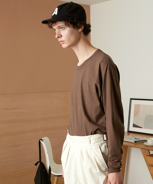FRUIT OF THE LOOM（フルーツオブザルーム）の「FRUIT OF THE LOOM Crew Neck Cut & Sew Cotton Long Sleeve フルーツオブザルーム ロングスリーブカットソー（Tシャツ/カットソー・メンズ・ホワイト/ヘザーグレー/ブラウン/パープル/チャコールグレー/ネイビー/ブラック・L/M/XL）」の14枚目の写真