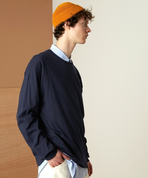 FRUIT OF THE LOOM（フルーツオブザルーム）の「FRUIT OF THE LOOM Crew Neck Cut & Sew Cotton Long Sleeve フルーツオブザルーム ロングスリーブカットソー（Tシャツ/カットソー・メンズ・ホワイト/ヘザーグレー/ブラウン/パープル/チャコールグレー/ネイビー/ブラック・L/M/XL）」の22枚目の写真