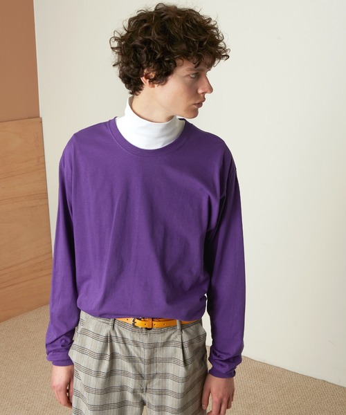 FRUIT OF THE LOOM（フルーツオブザルーム）の「FRUIT OF THE LOOM Crew Neck Cut & Sew Cotton Long Sleeve フルーツオブザルーム ロングスリーブカットソー（Tシャツ/カットソー・メンズ・ホワイト/ヘザーグレー/ブラウン/パープル/チャコールグレー/ネイビー/ブラック・L/M/XL）」の11枚目の写真