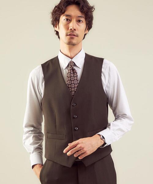 WORK TRIP OUTFITS GREEN LABEL RELAXING（ワークトリップアウトフィッツグリーンレーベル リラクシング）の「WTO シャンブレー 5B スーツベスト -ウォッシャブル- ＊＊（スーツベスト・メンズ・ダークブラウン/ネイビー・XXS/40/XL/50/XS/42/S/44/M/46/L/48）」の3枚目の写真