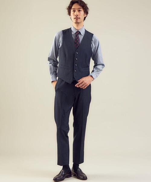 WORK TRIP OUTFITS GREEN LABEL RELAXING（ワークトリップアウトフィッツグリーンレーベル リラクシング）の「WTO シャンブレー 5B スーツベスト -ウォッシャブル- ＊＊（スーツベスト・メンズ・ダークブラウン/ネイビー・XXS/40/XL/50/XS/42/S/44/M/46/L/48）」の9枚目の写真