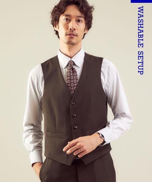 WORK TRIP OUTFITS GREEN LABEL RELAXING（ワークトリップアウトフィッツグリーンレーベル リラクシング）の「WTO シャンブレー 5B スーツベスト -ウォッシャブル- ＊＊（スーツベスト・メンズ・ダークブラウン/ネイビー・XXS/40/XL/50/XS/42/S/44/M/46/L/48）」の22枚目の写真