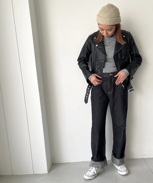 CANAL JEAN（キャナルジーン）の「NAF(ナフ) vintage風レザーライダースジャケット（ライダースジャケット・レディース・ブラック・36/38）」の3枚目の写真