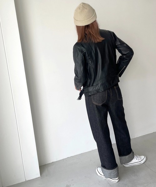 CANAL JEAN（キャナルジーン）の「NAF(ナフ) vintage風レザーライダースジャケット（ライダースジャケット・レディース・ブラック・36/38）」の5枚目の写真