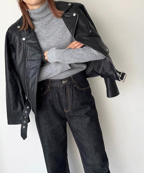 CANAL JEAN（キャナルジーン）の「NAF(ナフ) vintage風レザーライダースジャケット（ライダースジャケット・レディース・ブラック・36/38）」の6枚目の写真