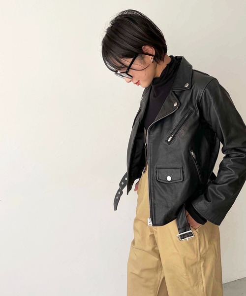 CANAL JEAN（キャナルジーン）の「NAF(ナフ) vintage風レザーライダースジャケット（ライダースジャケット・レディース・ブラック・36/38）」の12枚目の写真