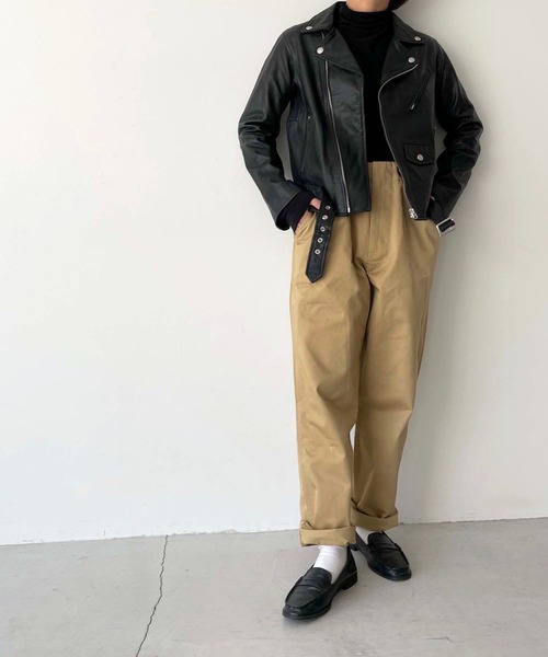 CANAL JEAN（キャナルジーン）の「NAF(ナフ) vintage風レザーライダースジャケット（ライダースジャケット・レディース・ブラック・36/38）」の13枚目の写真