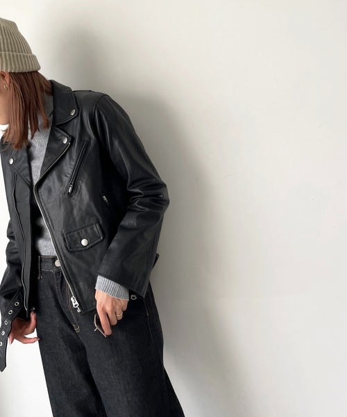 CANAL JEAN（キャナルジーン）の「NAF(ナフ) vintage風レザーライダースジャケット（ライダースジャケット・レディース・ブラック・36/38）」の11枚目の写真