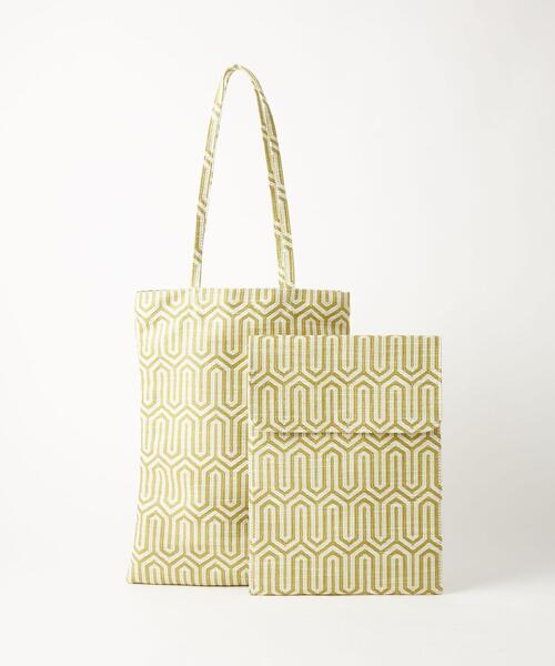 green label relaxing(グリーンレーベルリラクシング)の「ジャカード バッグ イン PC ケース 2WAY バッグ(トートバッグ・レディース・ブラック/ライム/オレンジ・FREE)」の14枚目の写真